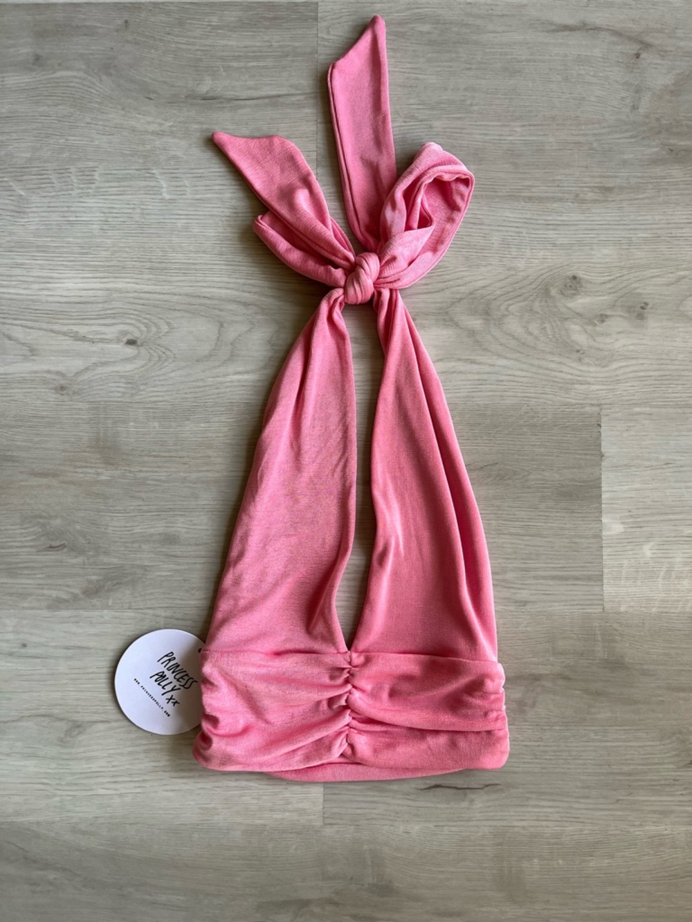 Princess Polly Coral Pink Halter Top with Tie Back